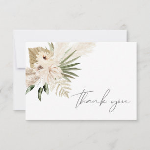 Remerciements Boho Pampas Grass & Beige Floral Carte de remercie