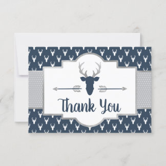 Remerciements Bois Antlers Carte de remerciements, Marine, Grey