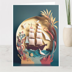 Remerciements Bon voyage et Carte de remerciements, thème navire