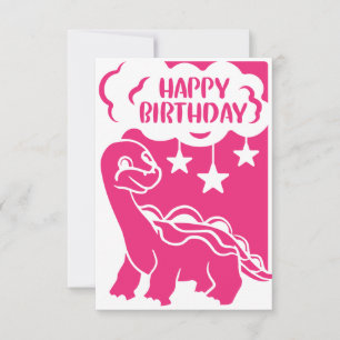 Remerciements Bonne carte de voeux Anniversaire rose Dinosaur