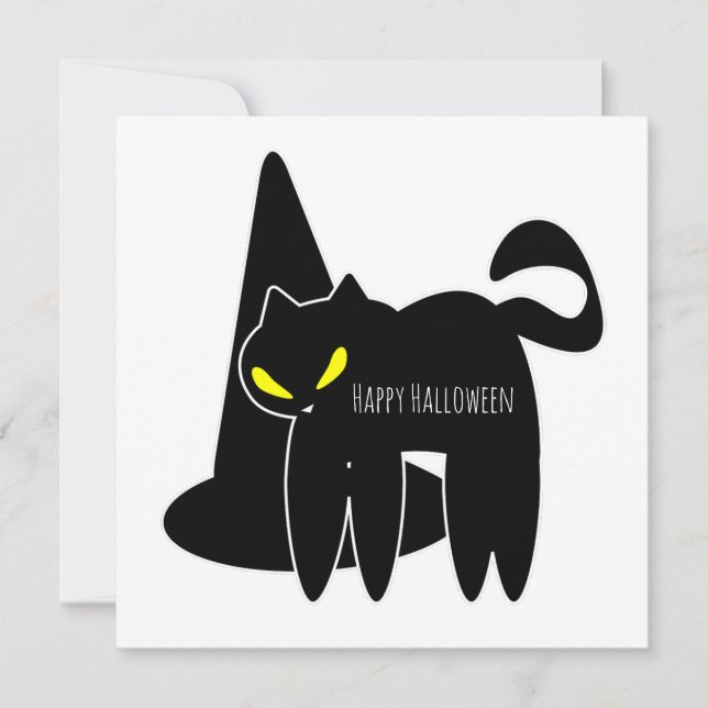 Remerciements Bonne carte de voeux Halloween | Chat noir Déplais (Devant)