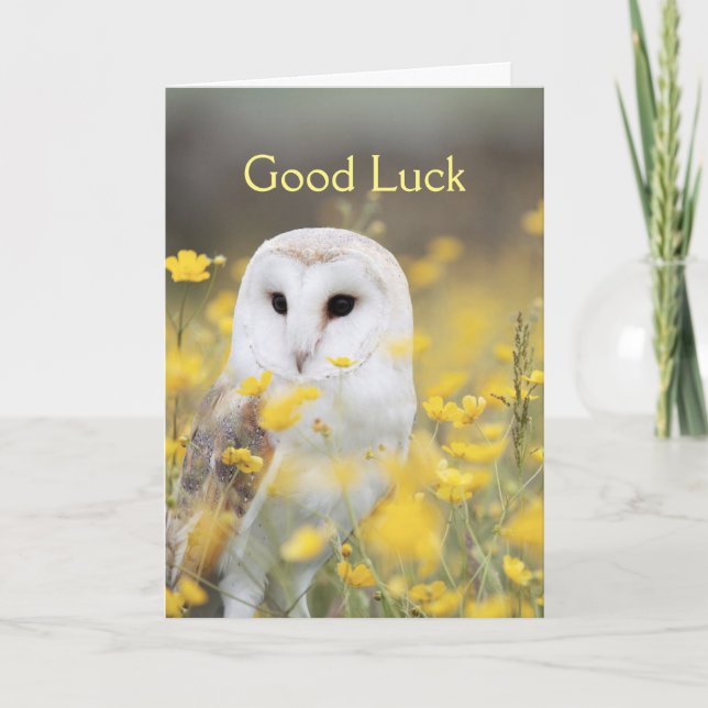 Remerciements Bonne chance Flower Garden Barn Owl Carte de remer (Devant)