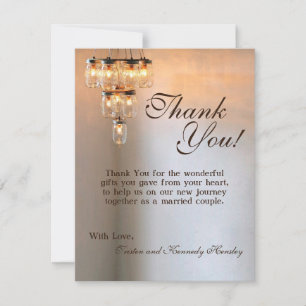Remerciements Bougie de lustre Mason Jar 4x5 PLAT Carte de remer