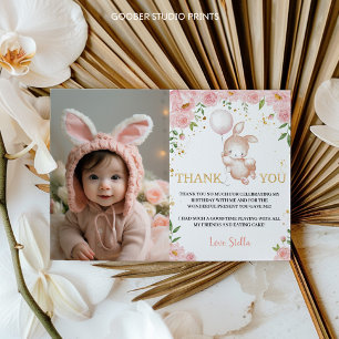 Remerciements Boulon Floral Bunny Anniversaire Carte de remercie