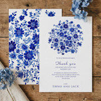 Bouquet de fleurs bleu poussiéreux Carte de remerc