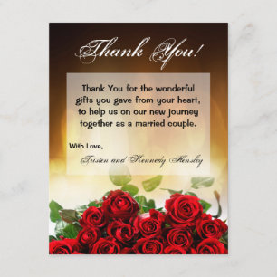 Remerciements bouquet PLAT de rose rouge du carte de