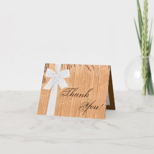 Remerciements Bow à ruban blanc en carton plié Carte de remercie