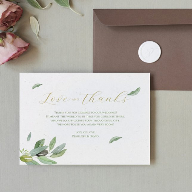 Remerciements Branche Feuille Toscane moderne - Carte de remerci (Créateur téléchargé)