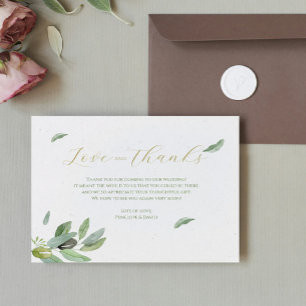 Remerciements Branche Feuille Toscane moderne - Carte de remerci