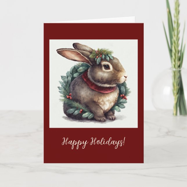 Remerciements Bunny Festif Plié Vacances / Carte de Noël (Devant)