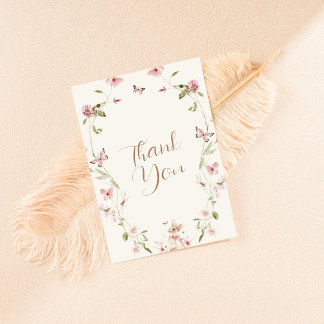 Remerciements Bunny Pink Floral Girl Baby shower Carte de remerc