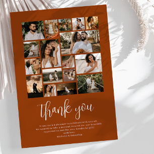Remerciements Burnt Orange Mariage Photo Collage Carte de remerc