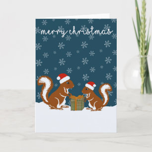 Remerciements Cadeau d'écureuil donnant carte de Noël