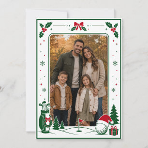 Remerciements Cadre de carte de Noël de golf pour photo de famil