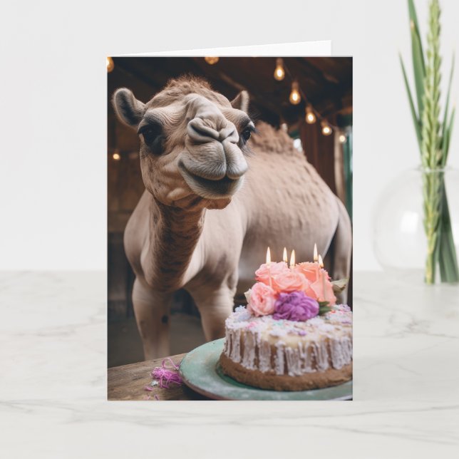 Remerciements Camel avec carte de gâteau d'anniversaire (Devant)