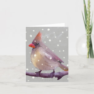 Remerciements Cardinal féminin d'hiver en Snow BLANK Carte de vo
