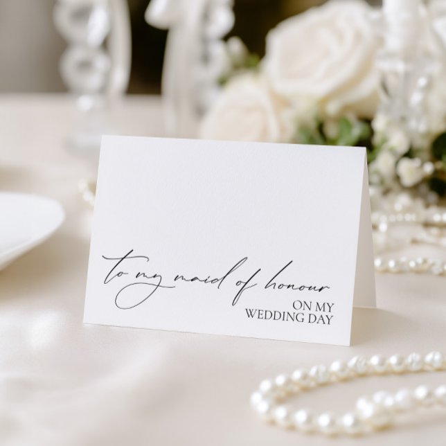 Remerciements Carte "À ma femme d'honneur le jour de mon mariage ("To My Maid of Honour On My Wedding Day" Card)