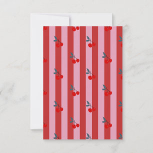 Remerciements Carte à motif de rayures rouges et roses avec ceri