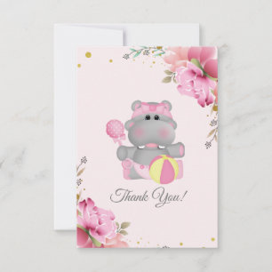 Remerciements Carte à plat de Baby shower Hippo