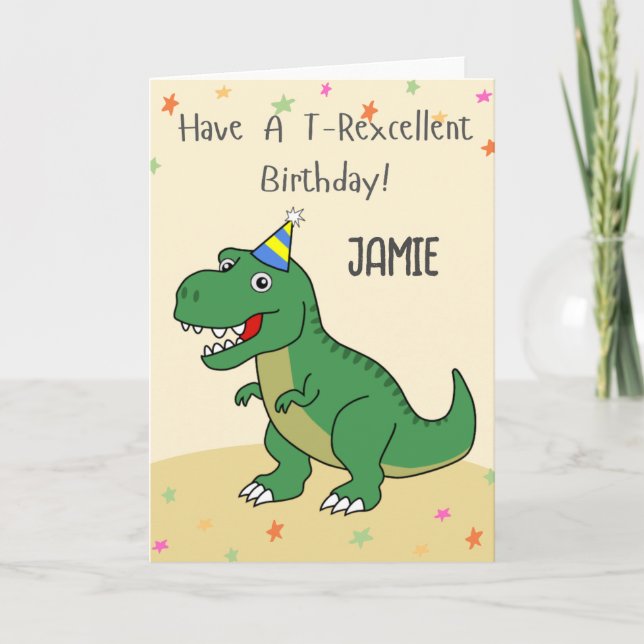 Remerciements Carte Anniversaire de enfant Dinosaur T-rex person (Devant)