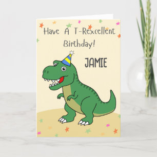 Remerciements Carte Anniversaire de enfant Dinosaur T-rex person