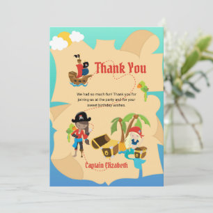 Remerciements Carte au trésor personnalisée de fille pirate mign