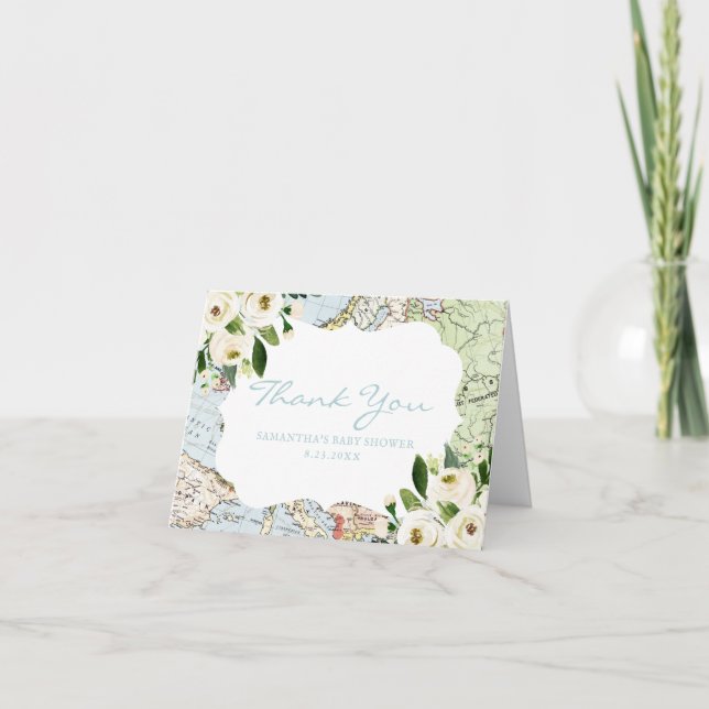 Remerciements Carte Baby shower de thème de voyage (Devant)