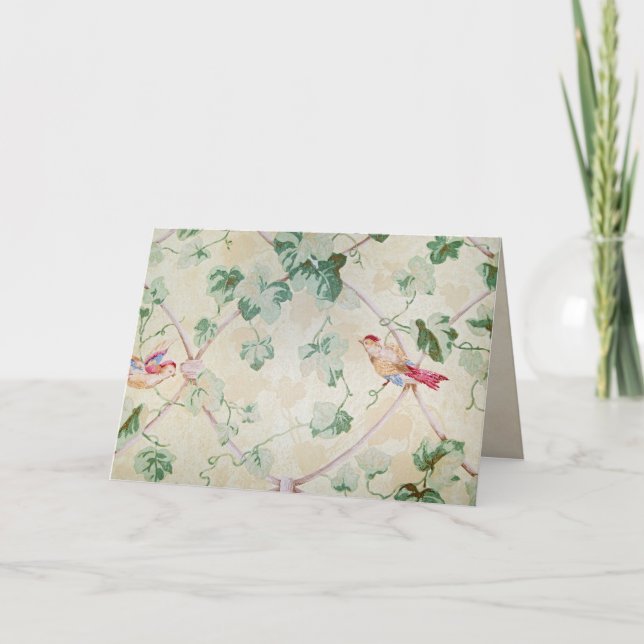 Remerciements carte blanche de papier peint rétro (Devant)