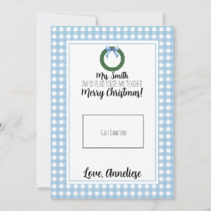 Remerciements Carte cadeau de Noël de l'enseignant d'aquarelle b