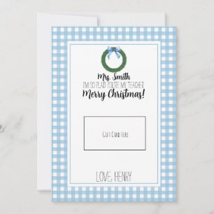 Remerciements Carte cadeau de Noël de l'enseignant d'aquarelle b