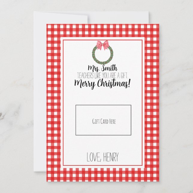 Remerciements Carte cadeau de Noël de l'enseignant de la courge  (Devant)