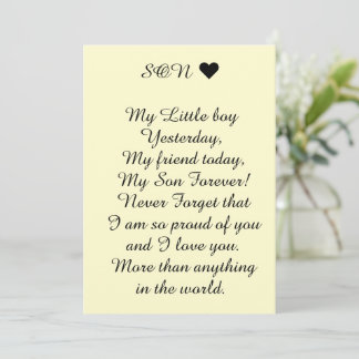 Remerciements Carte Cadeau pour Fils de la part des Parents