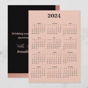 Remerciements Carte Calendrier de voeux Black Rose Gold