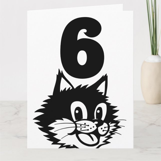 REMERCIEMENTS CARTE CHAT POUR L'ANNIVERSAIRE DE 6 ANS (Devant)