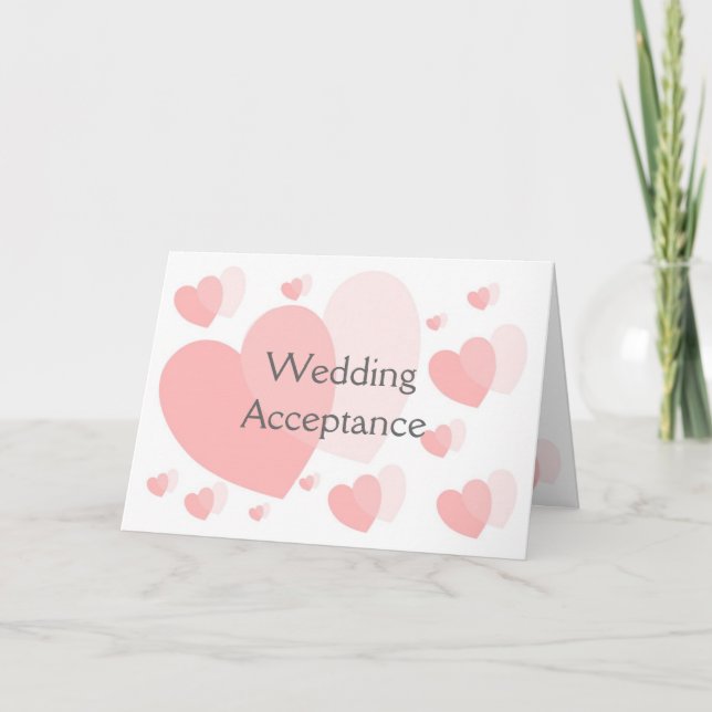 Remerciements Carte d'acceptation de mariage à coeurs roses (Devant)