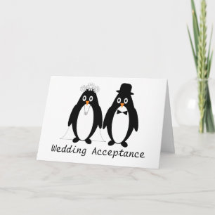 Remerciements Carte d'acceptation du Mariage de pingouin
