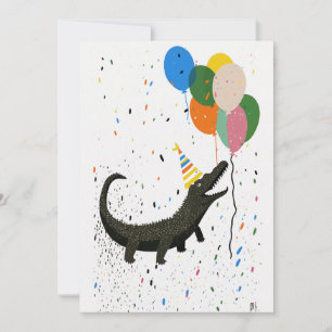Remerciements Carte d'anniversaire avec carte de voeux Crocodile