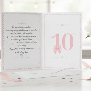 Remerciements Carte d'anniversaire de 10 ans de Papa à Fille
