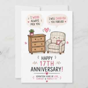 Remerciements Carte d'anniversaire de 17 ans Wood Always Pick Yo