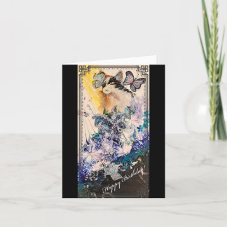 Remerciements Carte d'anniversaire de chat et papillon