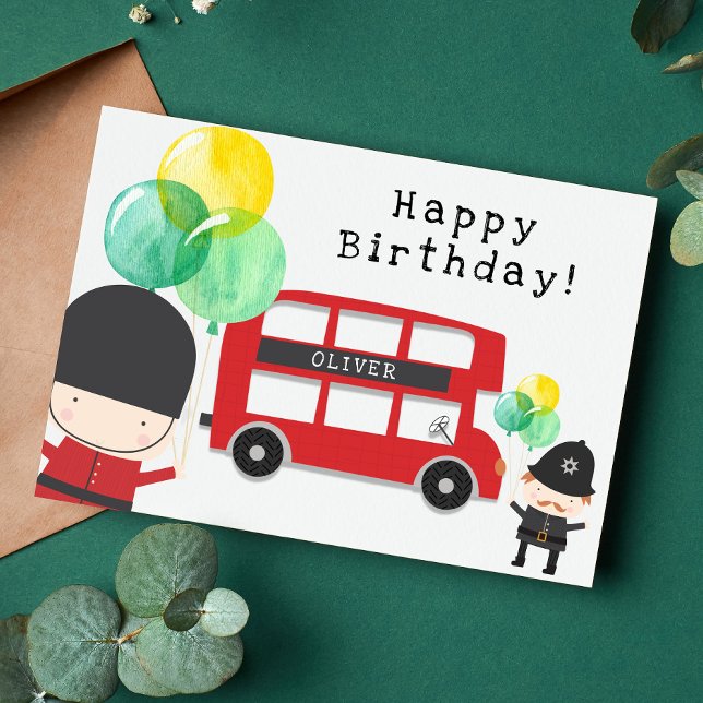 Remerciements Carte d'Anniversaire de enfant du thème du bus de  (Créateur téléchargé)