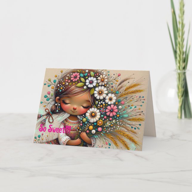 REMERCIEMENTS CARTE D'ANNIVERSAIRE DE FILLES DOUCES (Devant)
