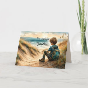 REMERCIEMENTS CARTE D'ANNIVERSAIRE DE GRANDSON EN BORD DE MER