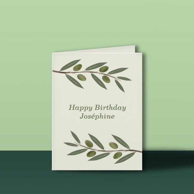 Remerciements Carte d'anniversaire de la Branche d'olive aquarel (Watercolor Olive Branch Birthday Card)