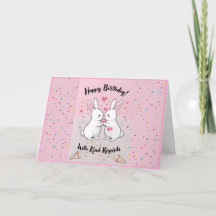 Carte d'anniversaire de lapin adorable