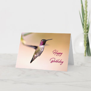 Remerciements Carte d'anniversaire de l'oiseau de colibri rose c