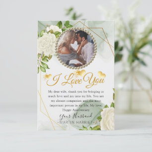 Remerciements Carte d'anniversaire de mariage avec photo botaniq