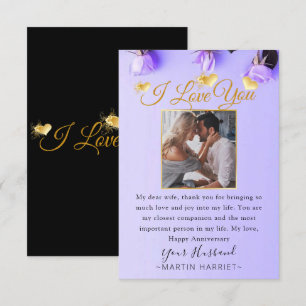 Remerciements Carte d'anniversaire de mariage avec photo de fleu