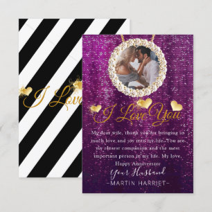 Remerciements Carte d'anniversaire de mariage 'Je t'aime photo v