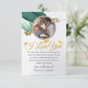 Remerciements Carte d'anniversaire de mariage Photo Paillettes E